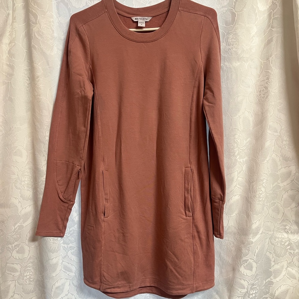 Athleta Terracotta/Blush Crewneck Dress